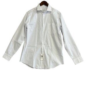 NEW Calvin Klein Men's  M  Regular Fit Stretch Button down Dress Shirt Pattern